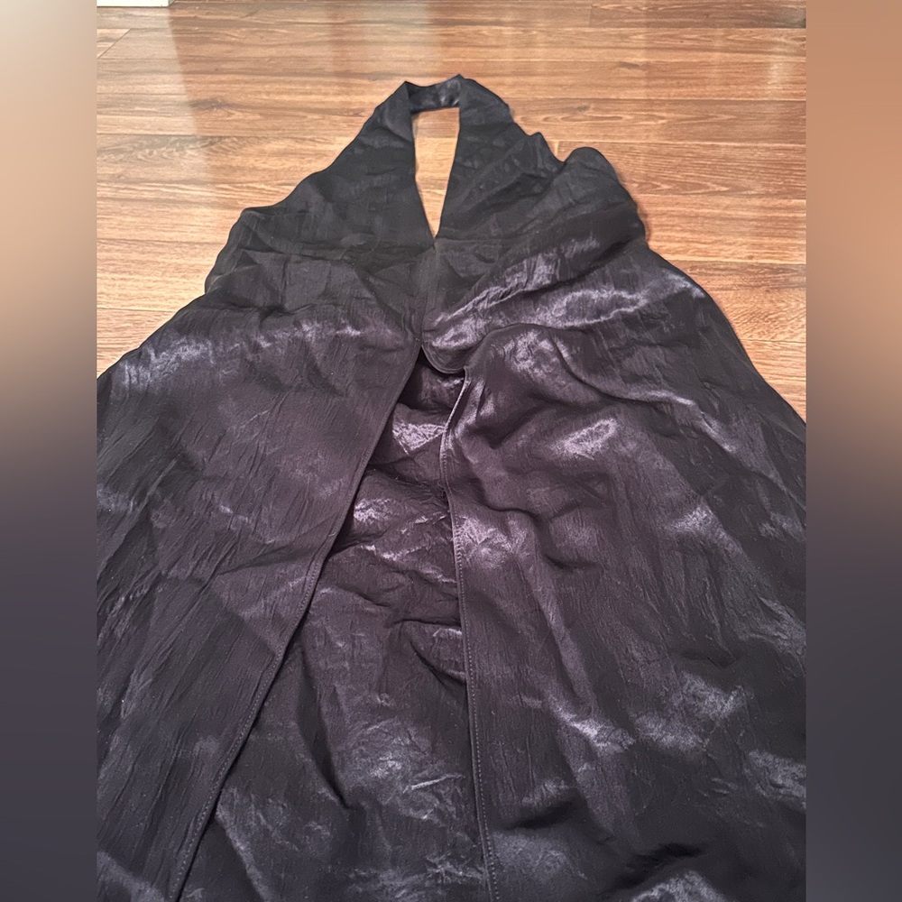Zara Navy Maxi Satin Dress with Slit size small - Picture 5 of 11